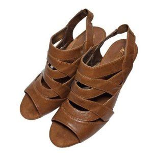 Aerosoles Brown Open Toe Slingback Cone Heels